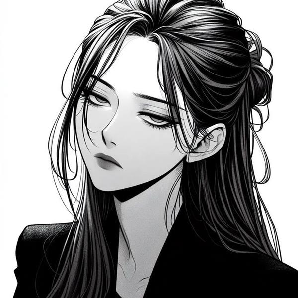 Avatar anime nữ đen trắng lạnh lùng