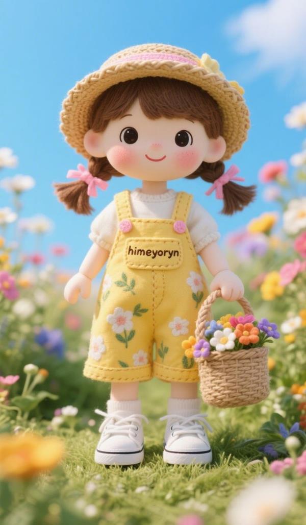 Hình em bé hoạt hình dễ thương hái hoa