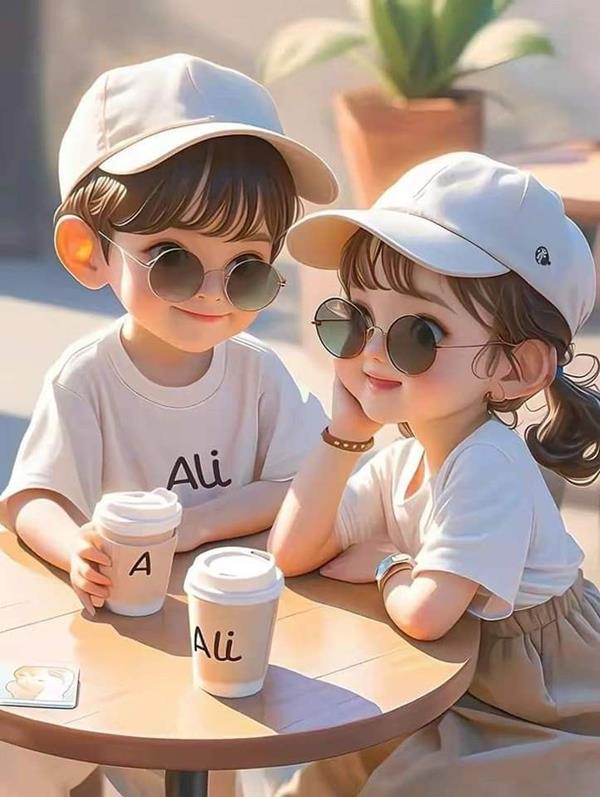 Hoạt hình ảnh em bé trai gái đeo kính râm
