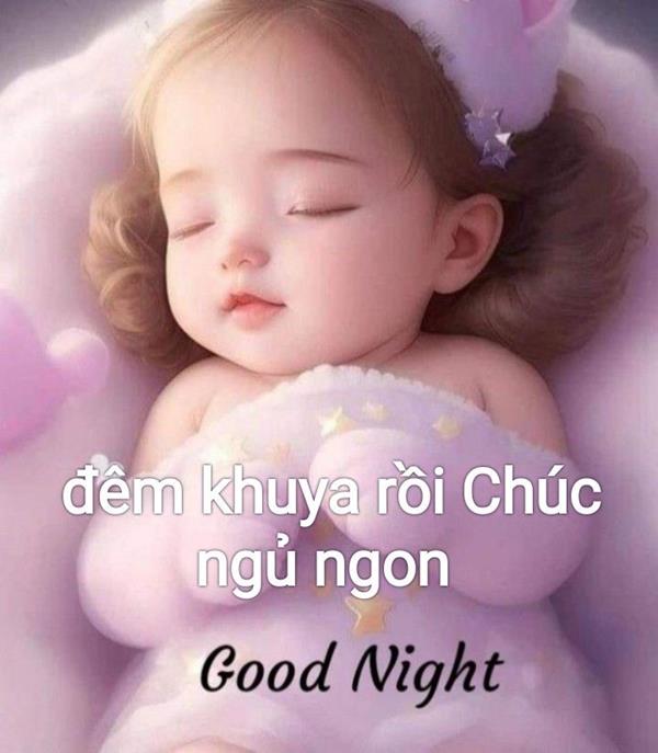 Ảnh em bé ngủ đáng yêu cùng lời chúc ngủ ngon
