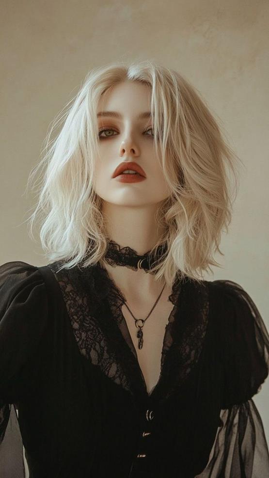 Ảnh gái châu Âu tóc trắng môi đỏ