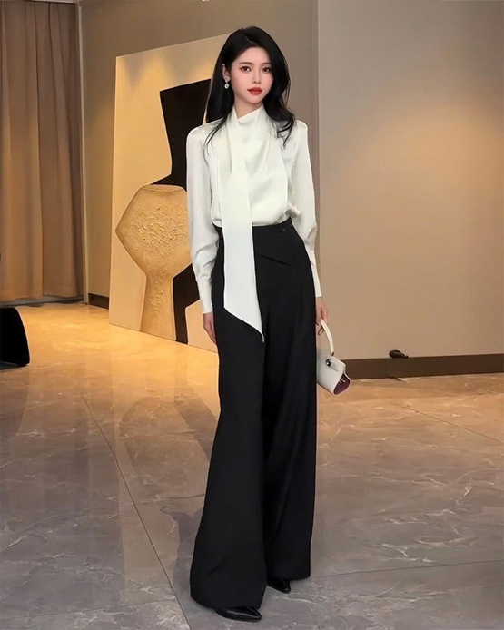 hình gái đẹp mặc áo sơ mi trắng kiêu kì