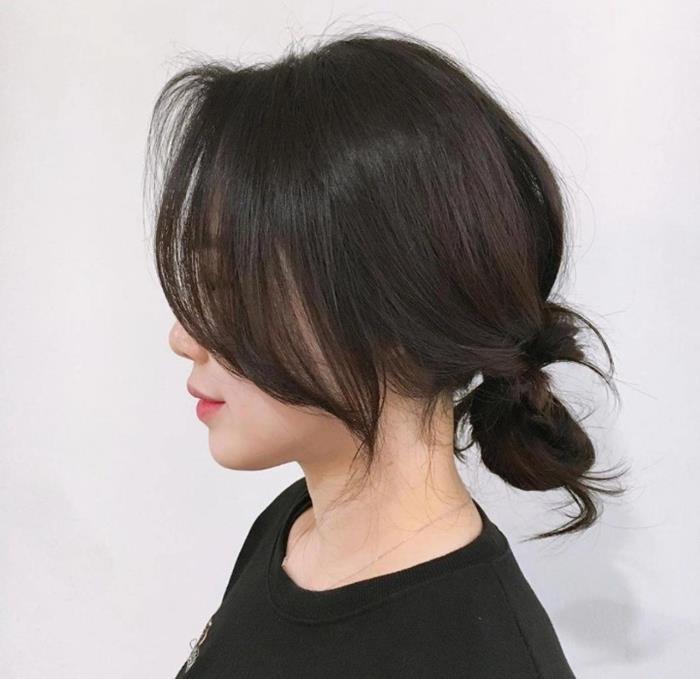 gái xinh búi tóc thấp thanh lịch