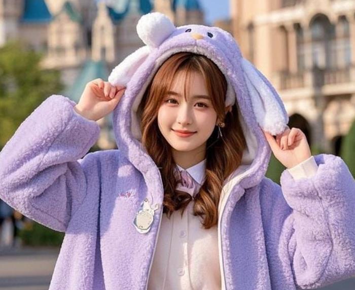 Ảnh gái đẹp tóc dài dễ thương mặc áo tai thỏ