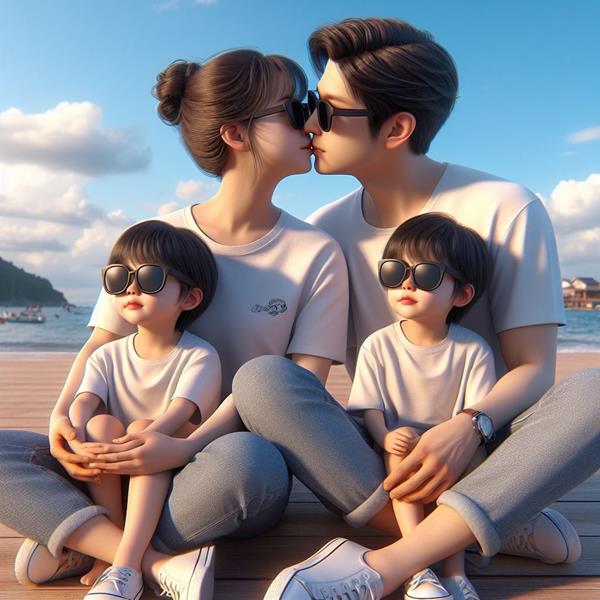 Gia đình 3D 4 người chất
