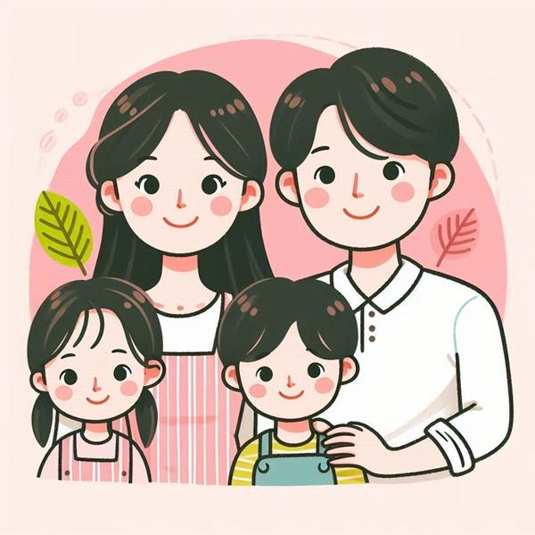 Ảnh 4 người gia đình chibi dễ thương