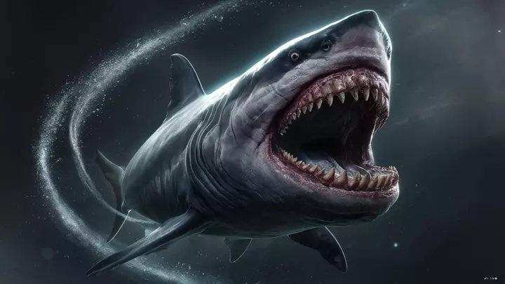 Ảnh cá mập megalodon 3D
