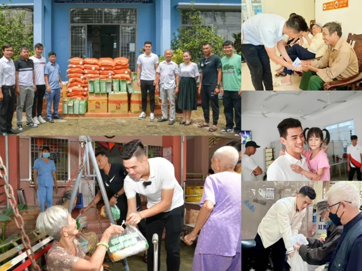 Tham gia hoạt động từ thiện của tiến linh