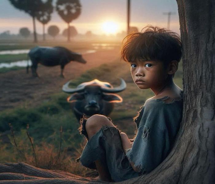 Hình ảnh cậu bé chăn trâu tươi sáng