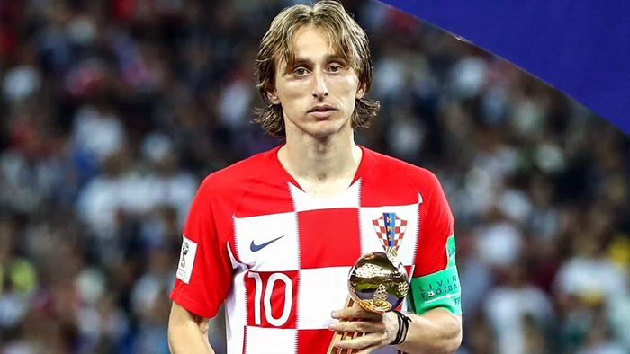 Hình Luka Modric ăn mừng bàn thắng cùng Croatia tại World Cup 2018.