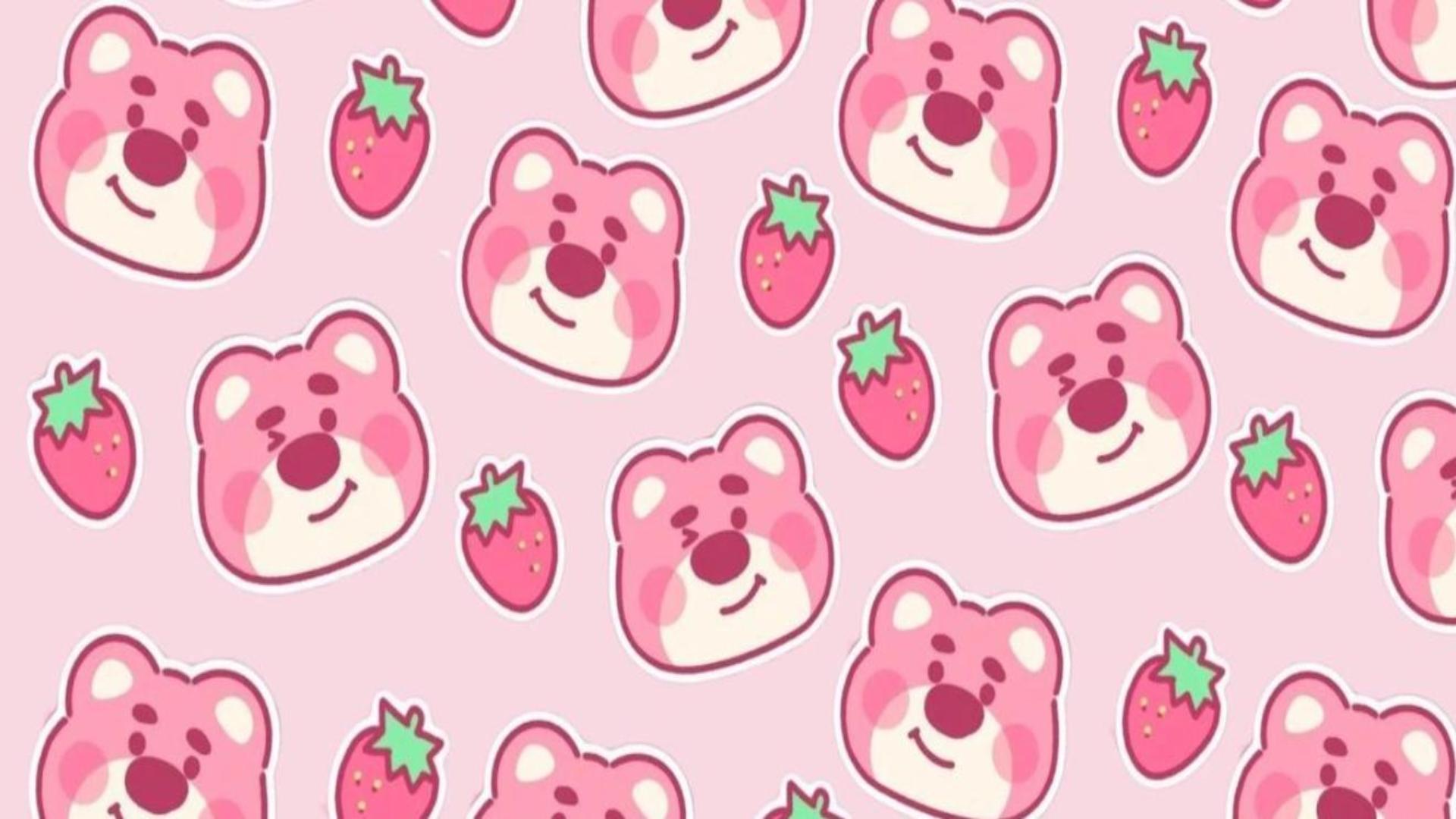 Ảnh gấu dâu cute làm hình nền cho máy tính 