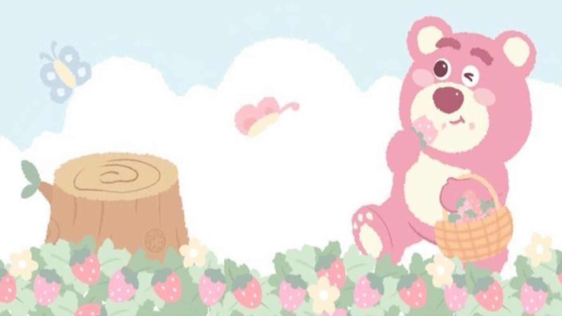 Ảnh gấu dâu cute làm hình nền cho máy tính 