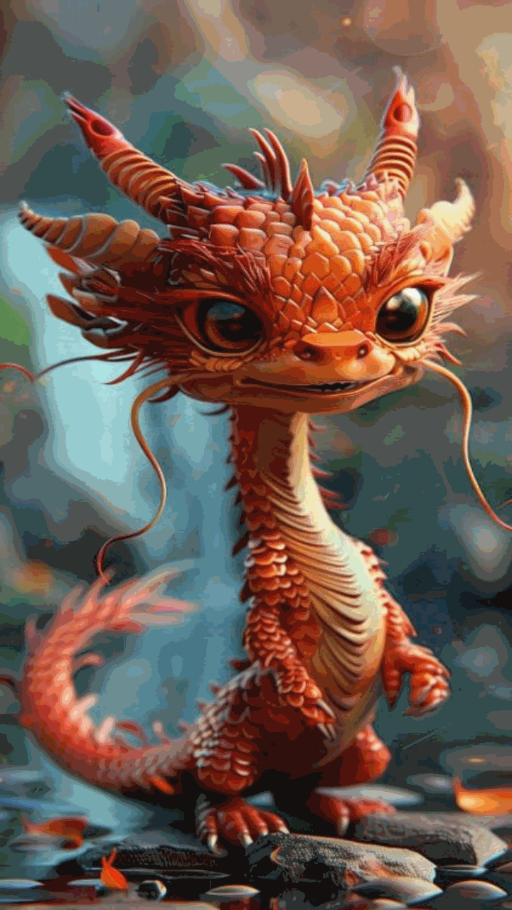 Rồng lửa chibi, anime cute làm hình nền cho đt 