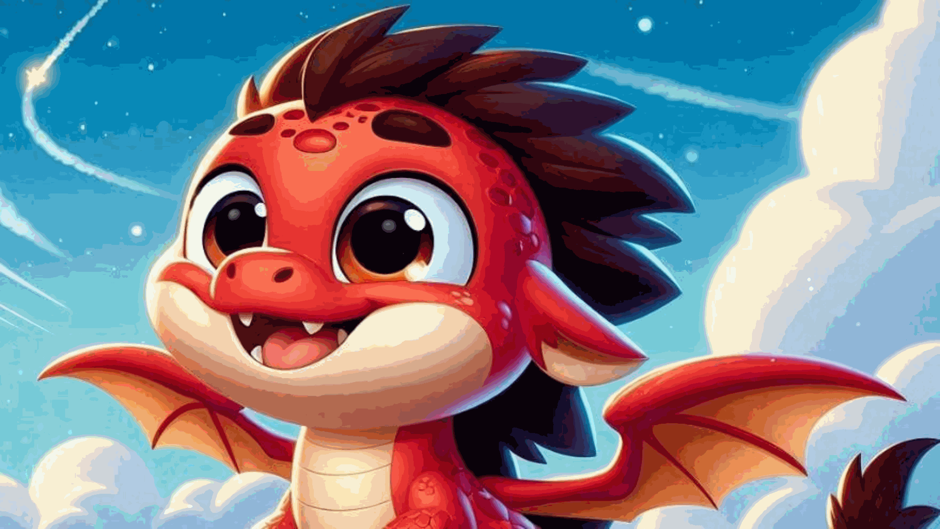 Rồng lửa chibi, anime cute làm hình nền cho mt 
