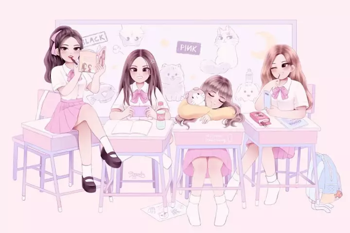 Hình nền anime BlackPink từ style Nhật Bản