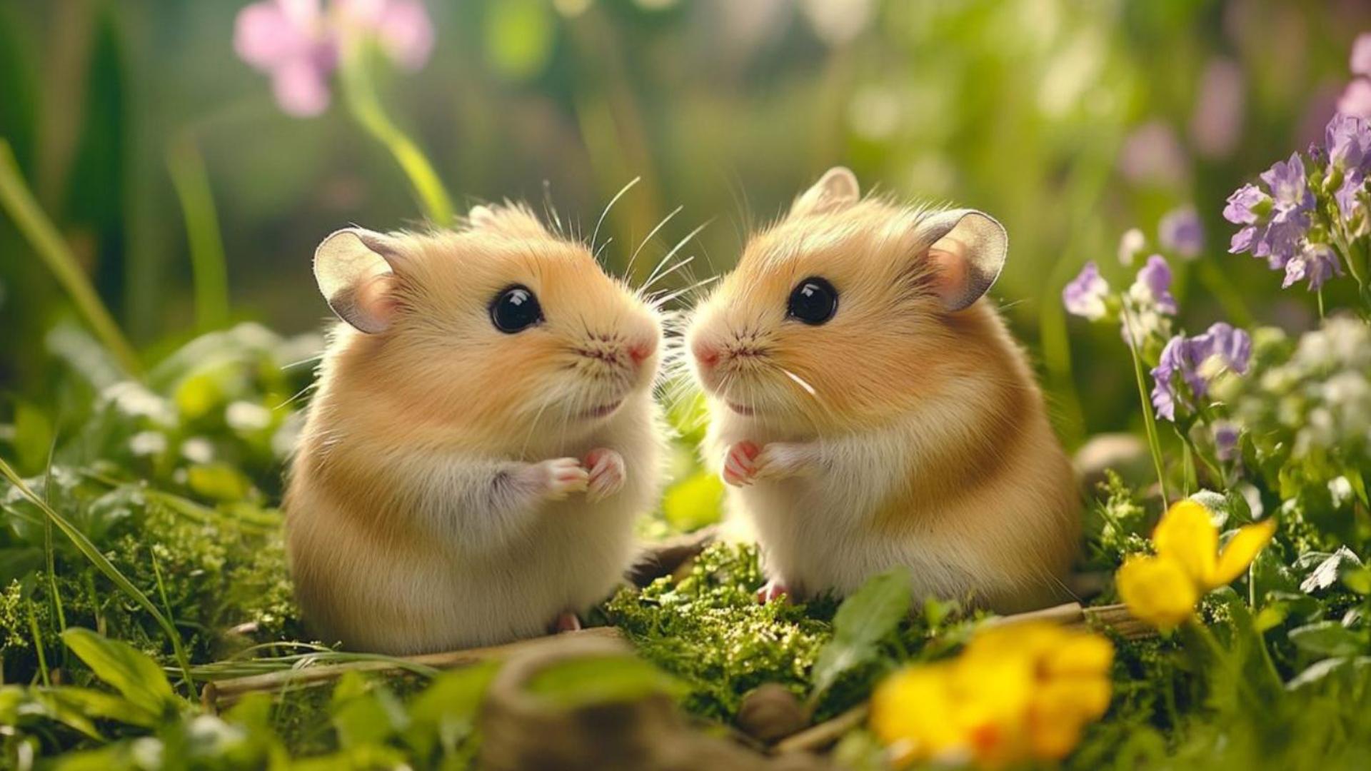 Hình nền máy tính ảnh chuột vàng nhỏ xinh 