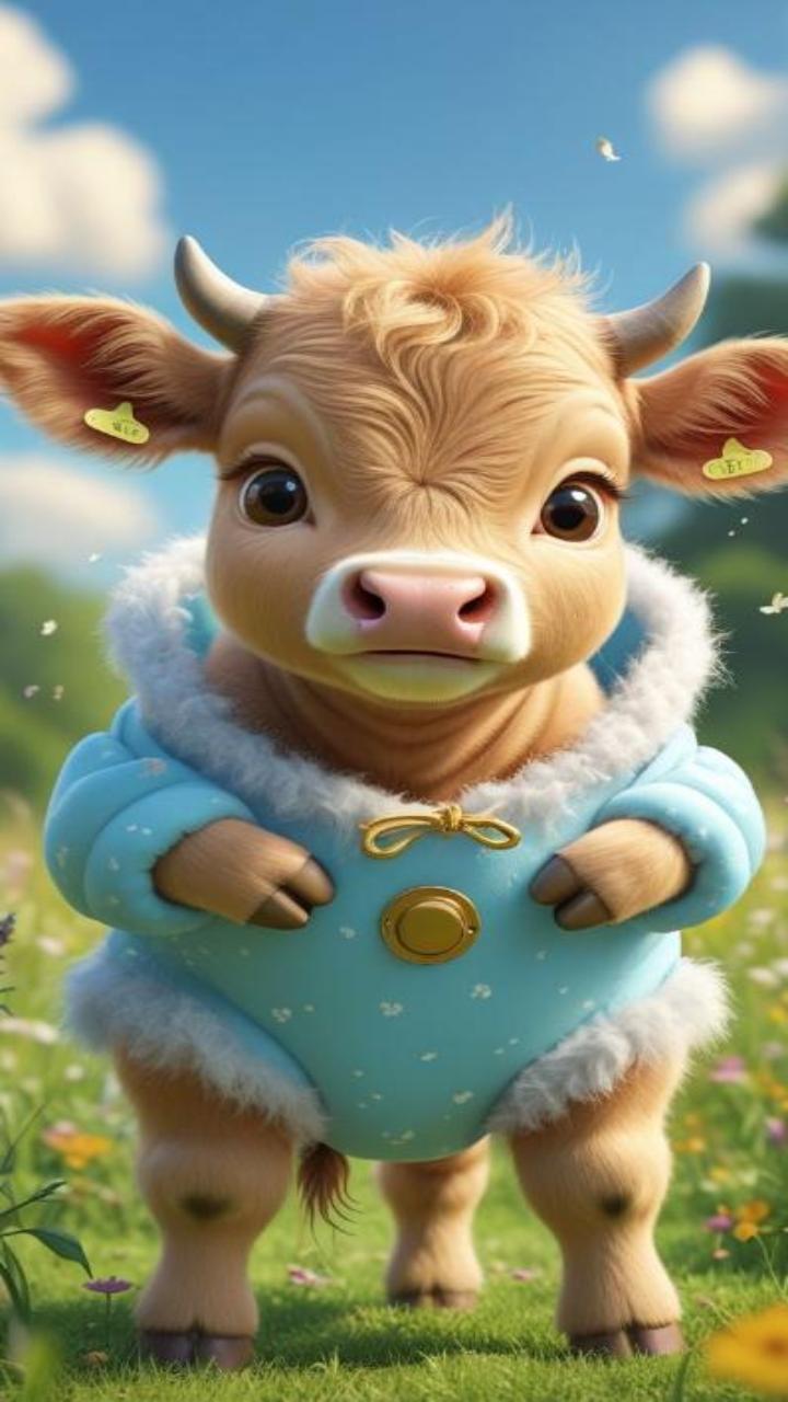 Hình nền điện thoại con bò 3d siêu cấp đáng yêu 