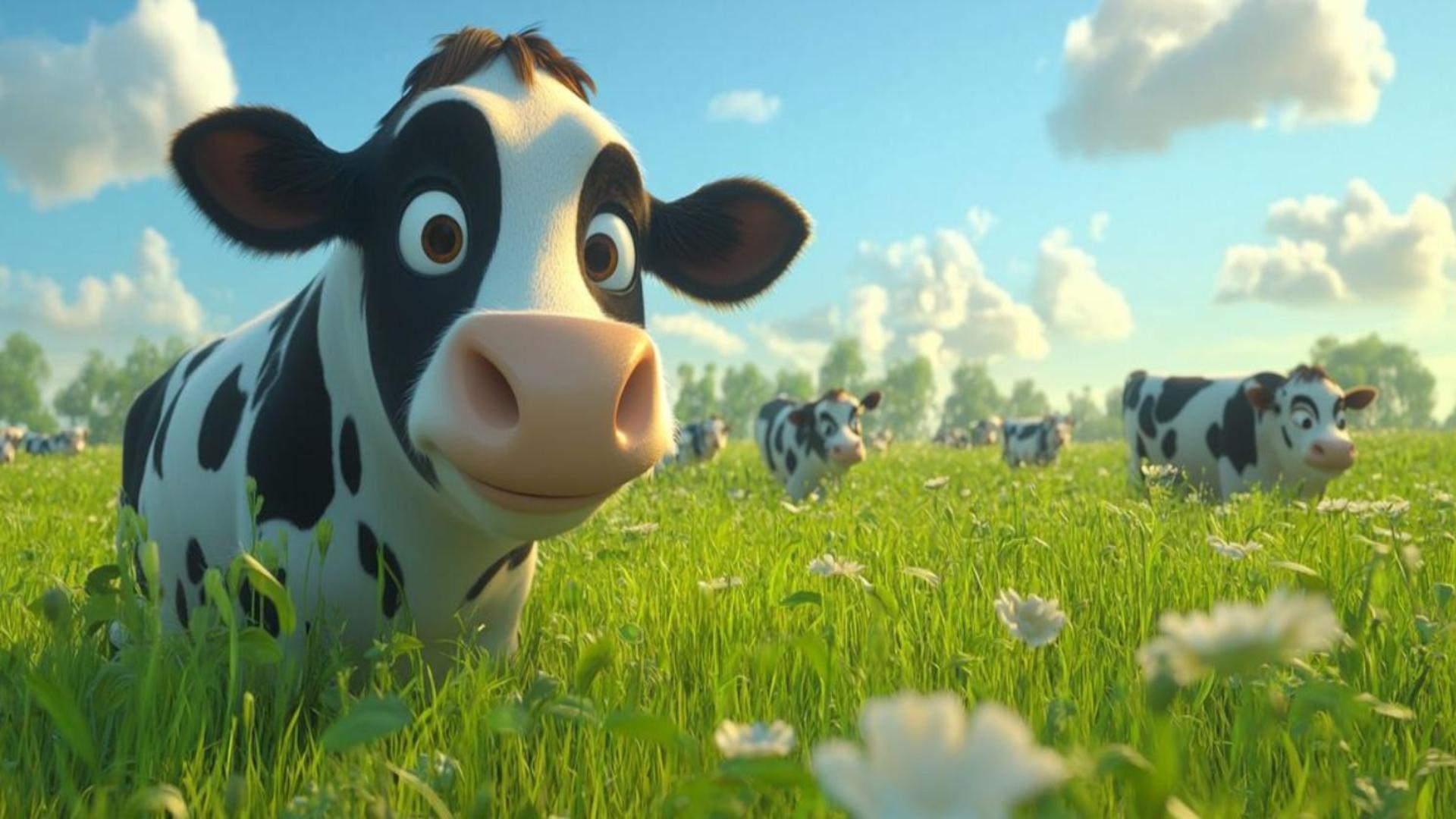 Hình nền máy tính miễn phí ảnh con bò 3D cute xỉu 
