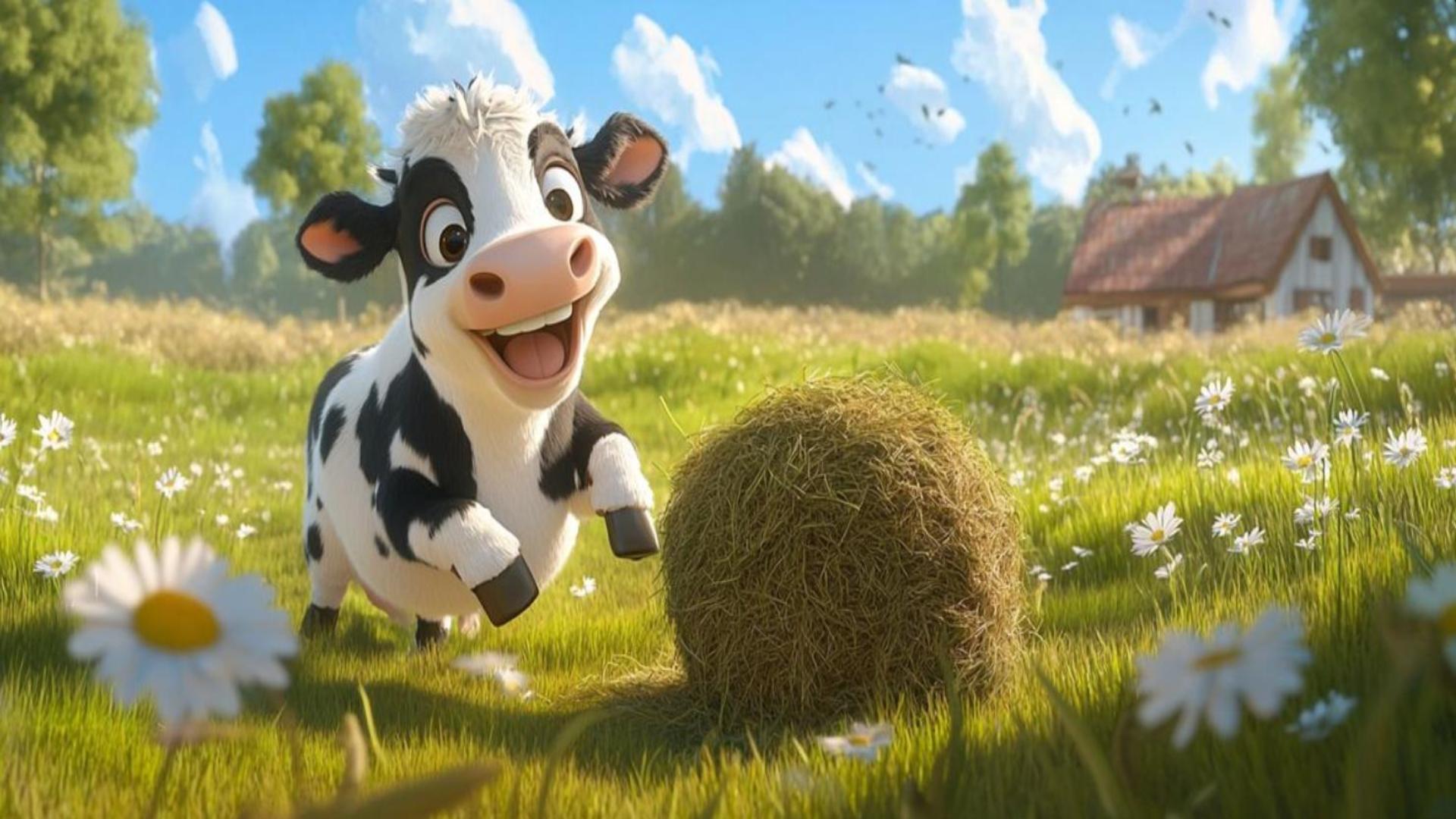 Hình nền máy tính miễn phí ảnh con bò 3D cute xỉu 