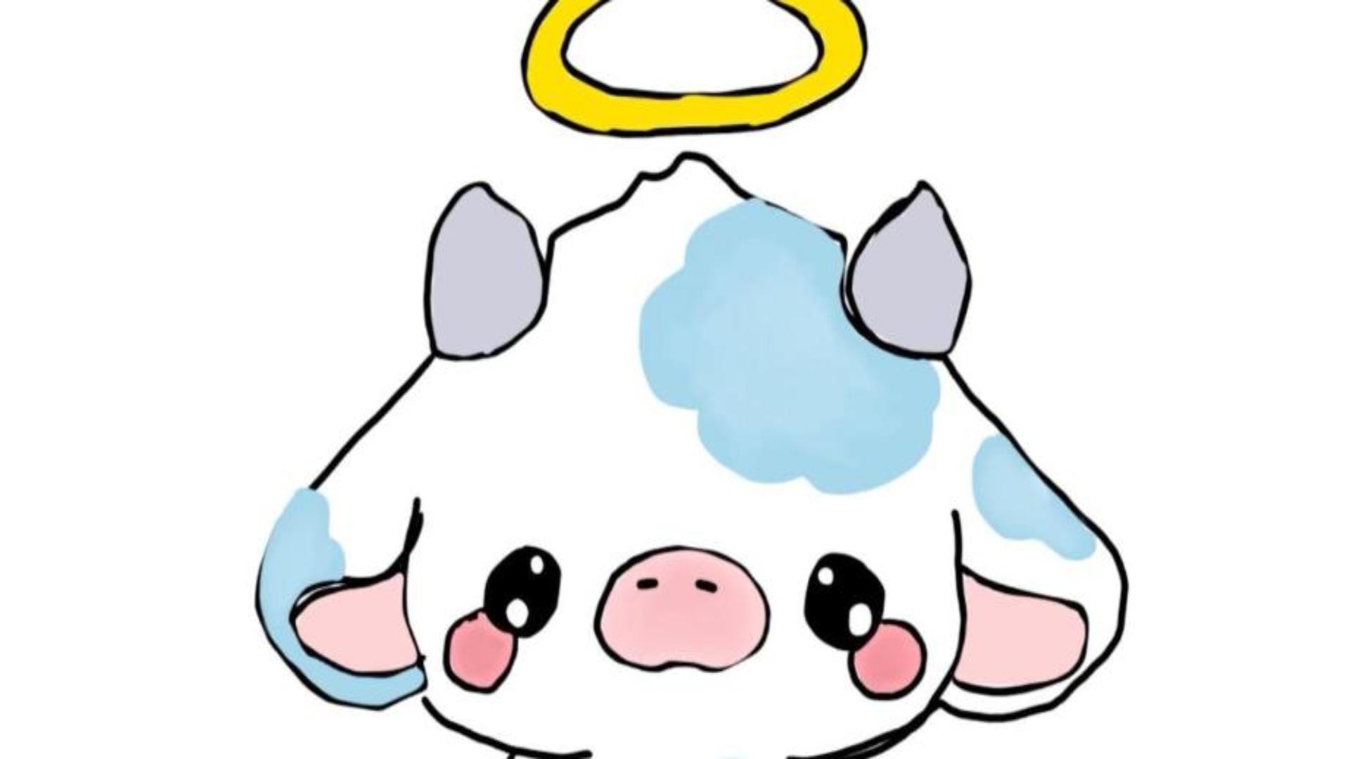 Hình nền máy tính ảnh con bò sữa xanh cute 