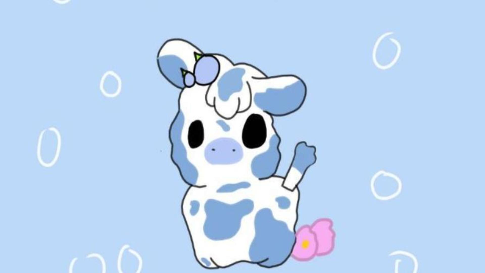 Hình nền máy tính ảnh con bò sữa xanh cute 