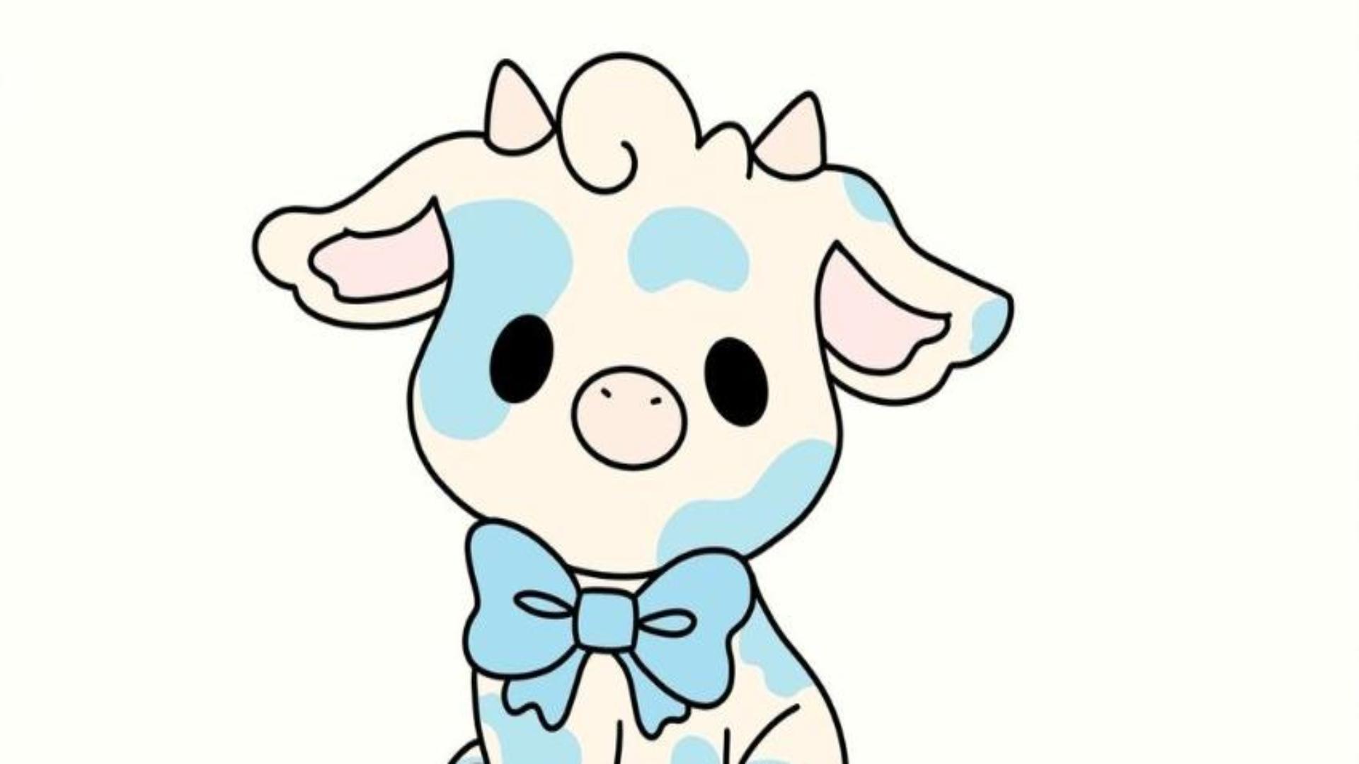 Hình nền máy tính ảnh con bò sữa xanh cute 