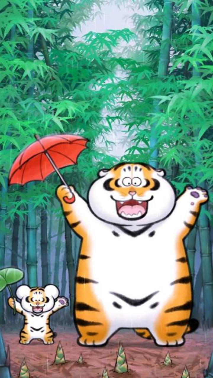 Con hổ cute chibi làm hình nền dt cực đáng yêu 