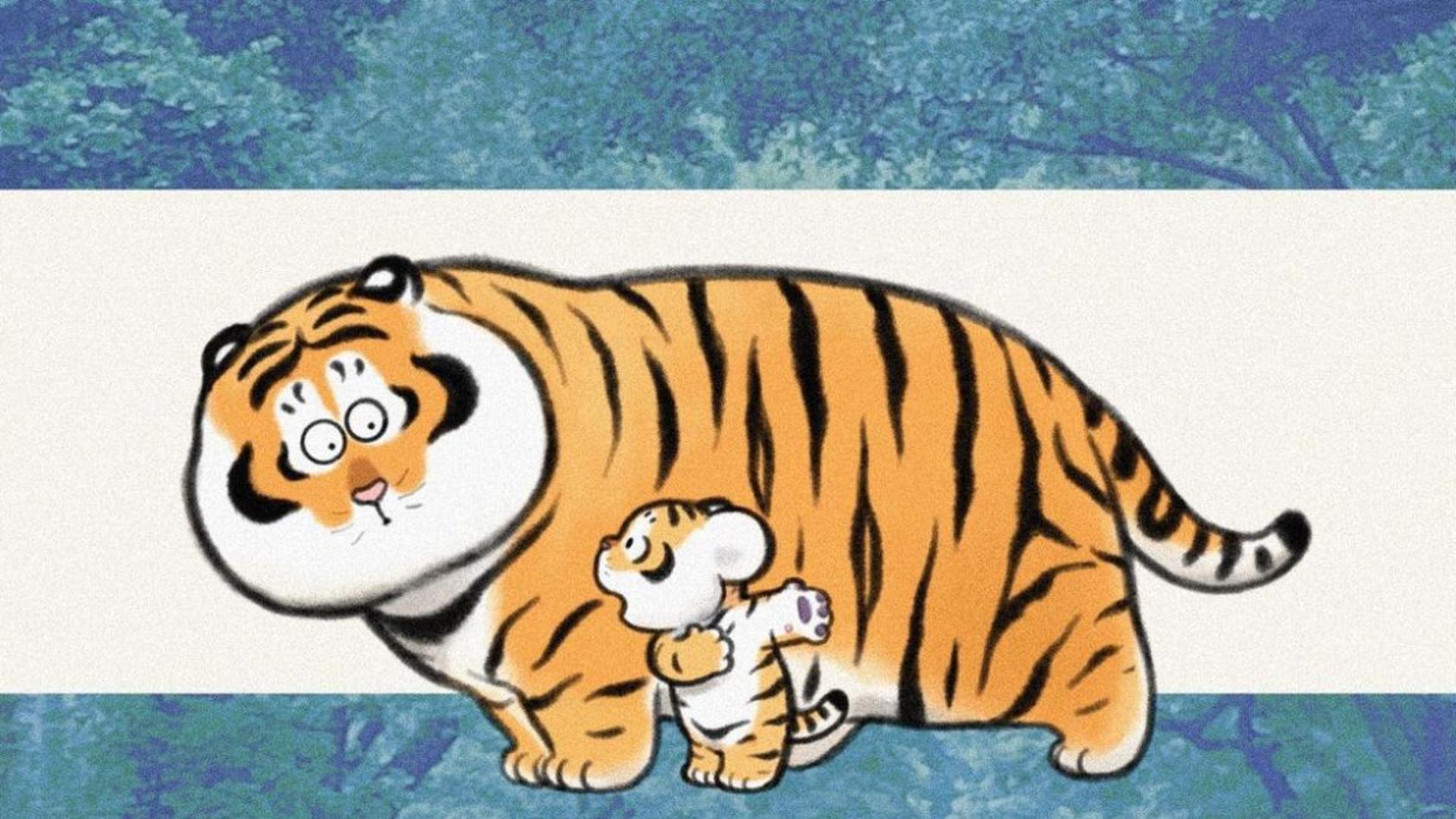 Hình nền đáng yêu hình con hổ chibi 