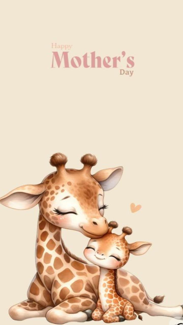 Ảnh con hươu cao cổ cute chibi làm hình nền iphone đáng yêu 