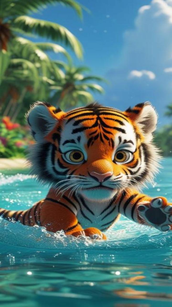 Hình nền điện thoại ảnh con hổ cute 