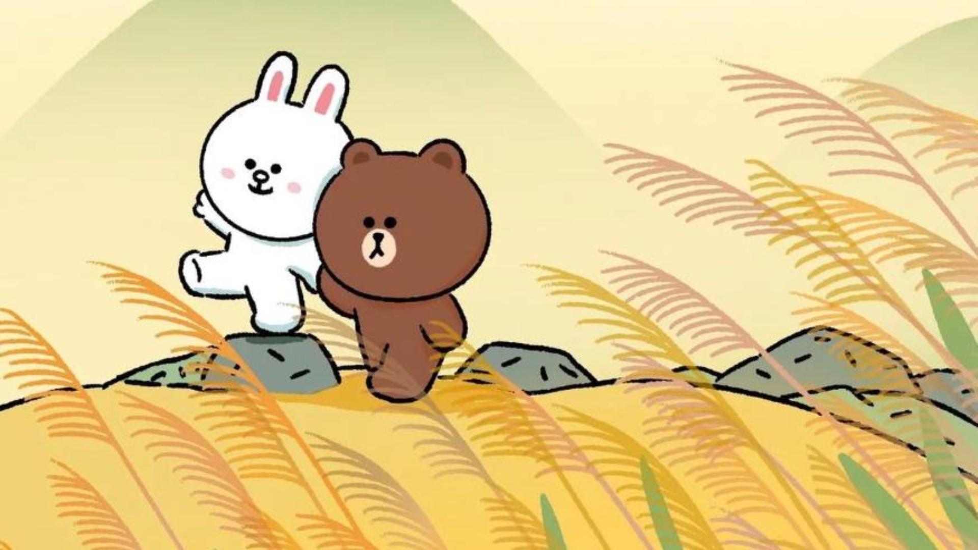 Hình nền cho PC ảnh gấu brown và thỏ cony đáng yêu 
