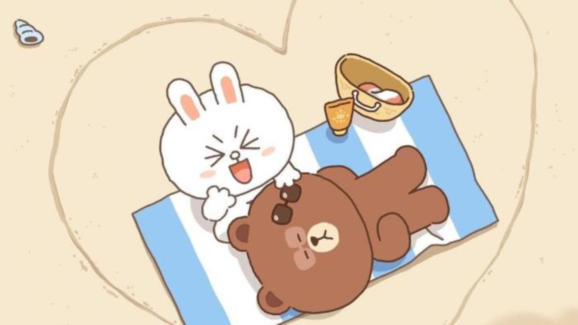 Hình nền cho PC ảnh gấu brown và thỏ cony đáng yêu 