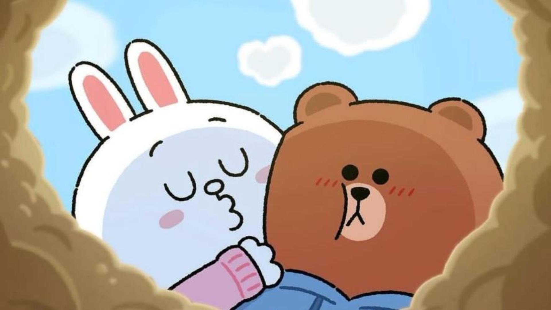 Hình nền cho PC ảnh gấu brown và thỏ cony đáng yêu 