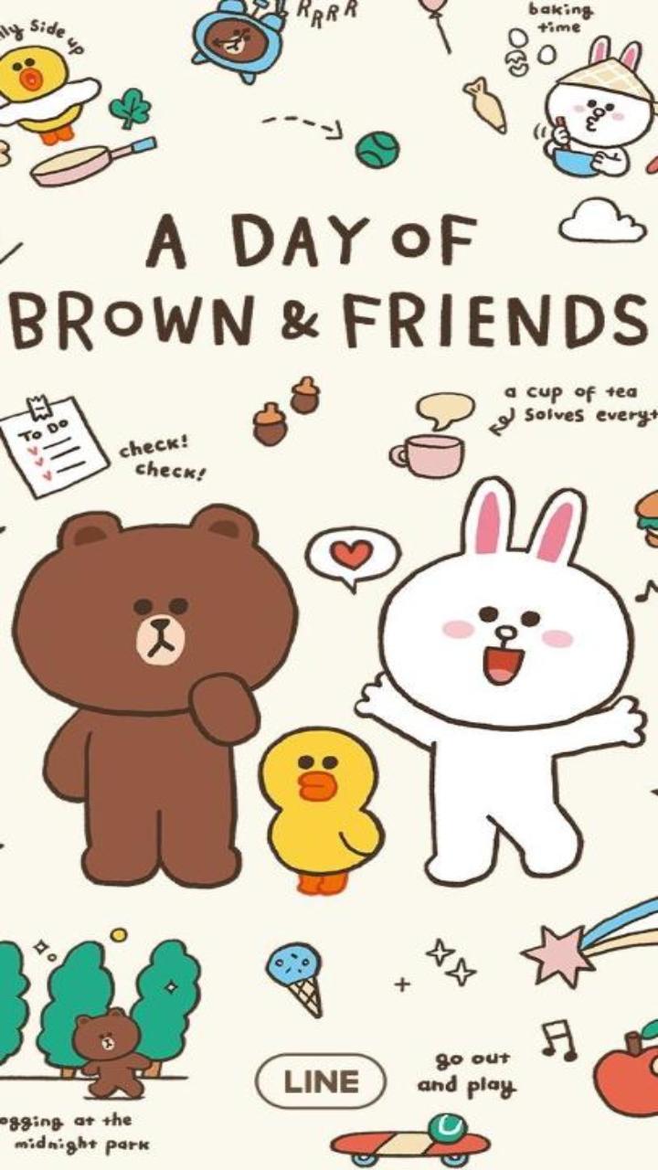 Gấu brown và thỏ cony hình nền cho iphone 