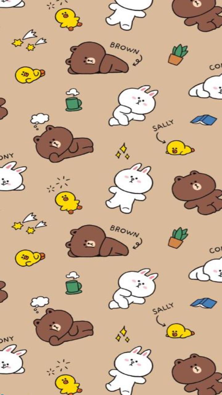 Gấu brown và thỏ cony hình nền cho iphone 
