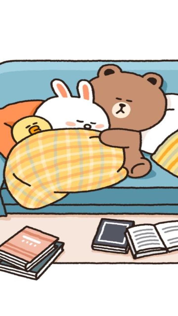 Gấu brown và thỏ cony hình nền cho iphone 