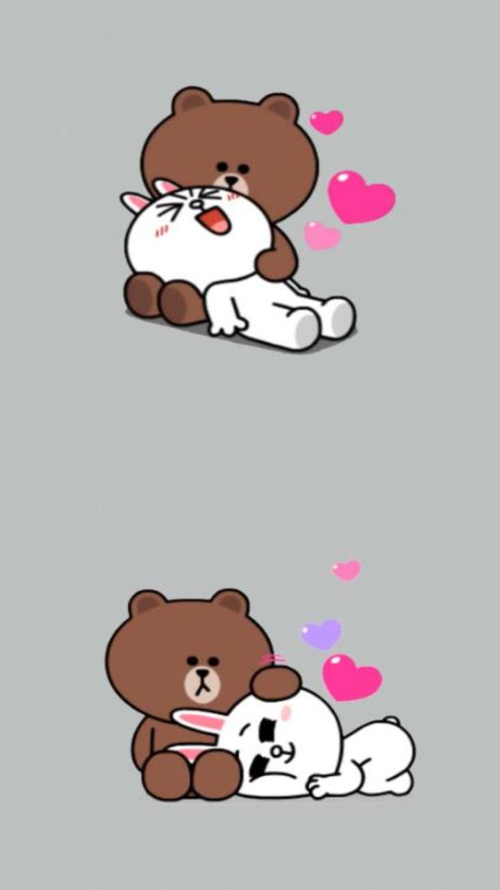 Hình thỏ brown và thỏ cony cute cài hình nền ĐT