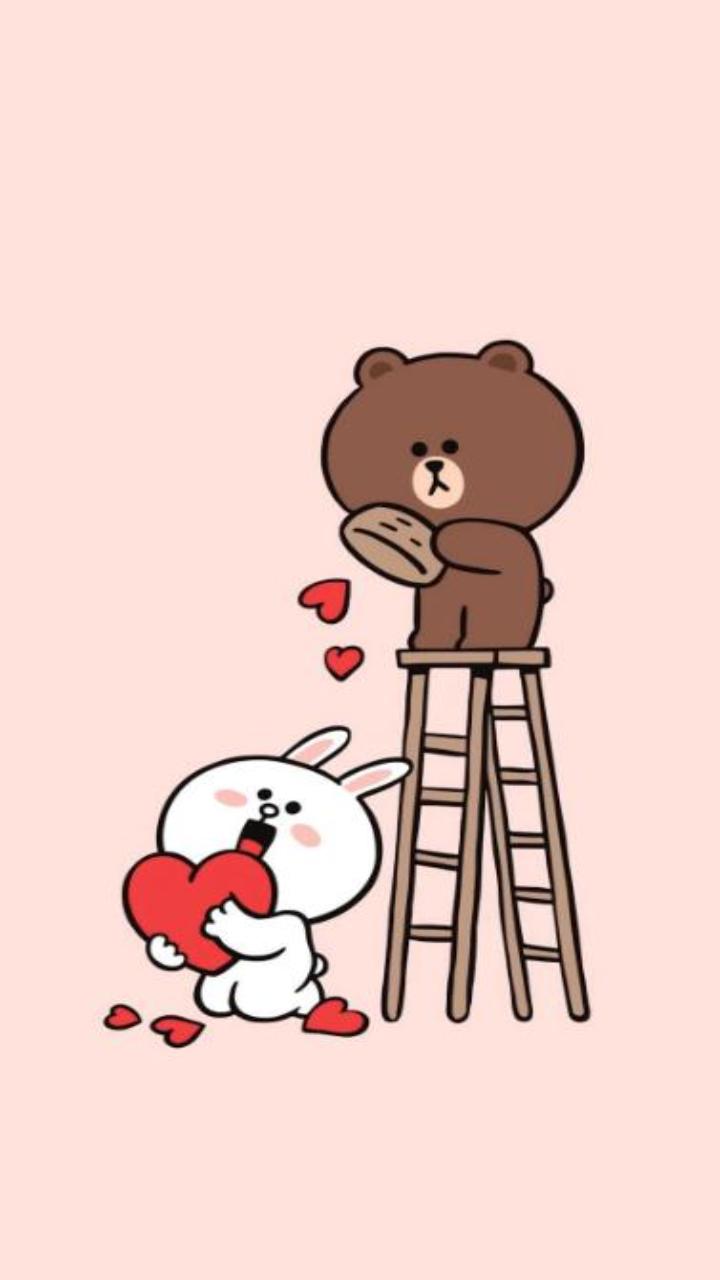 Hình thỏ brown và thỏ cony cute cài hình nền ĐT