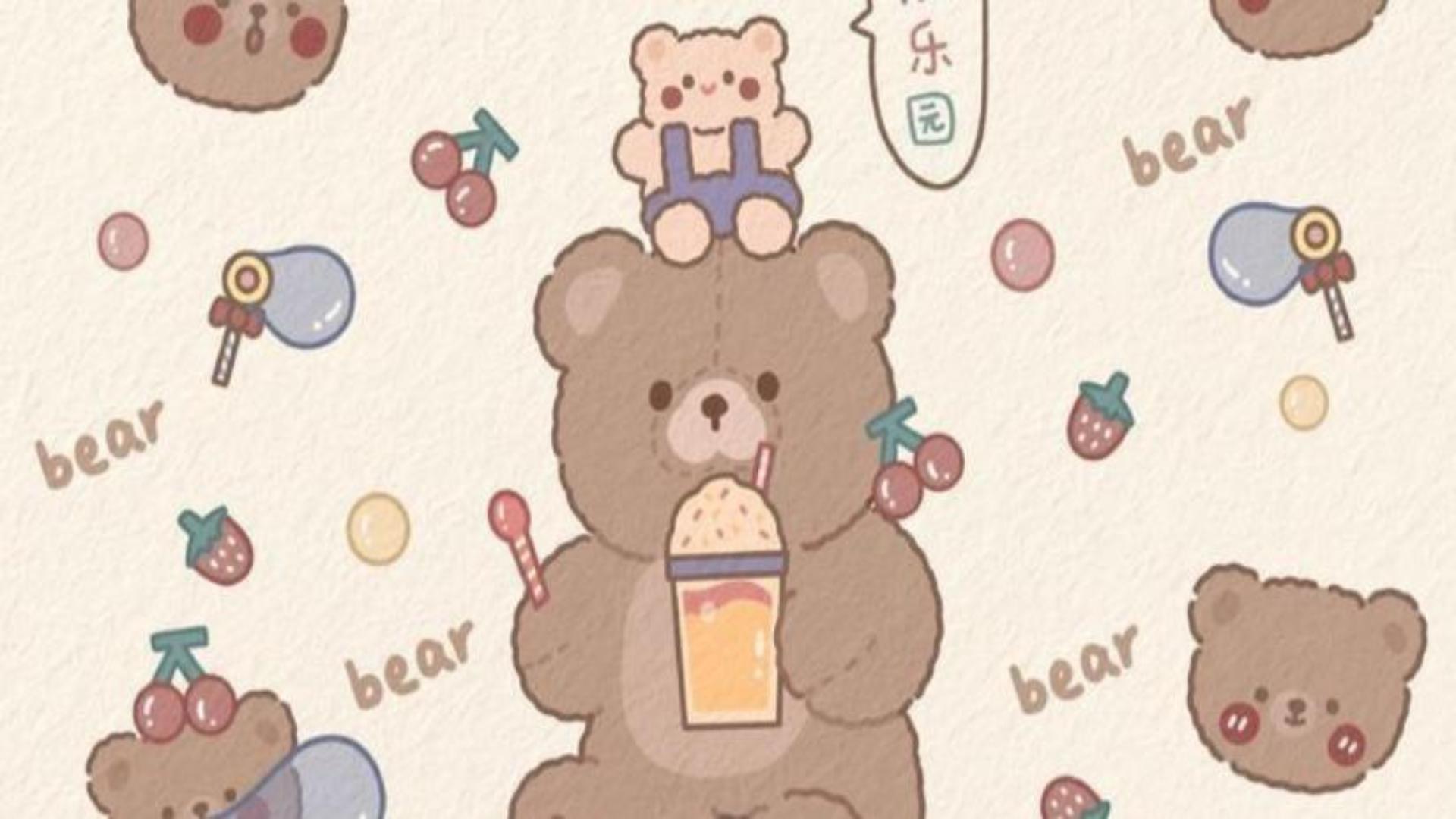 Hình nền cho PC ảnh gấu chibi đáng yêu