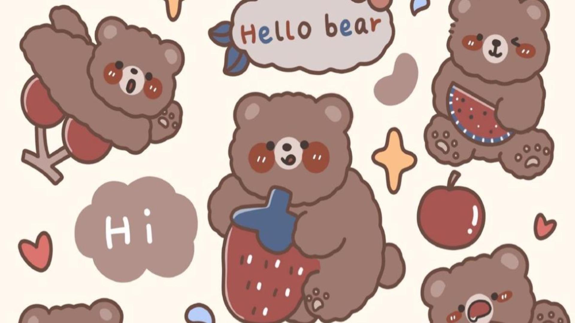 Hình nền cho PC ảnh gấu chibi đáng yêu