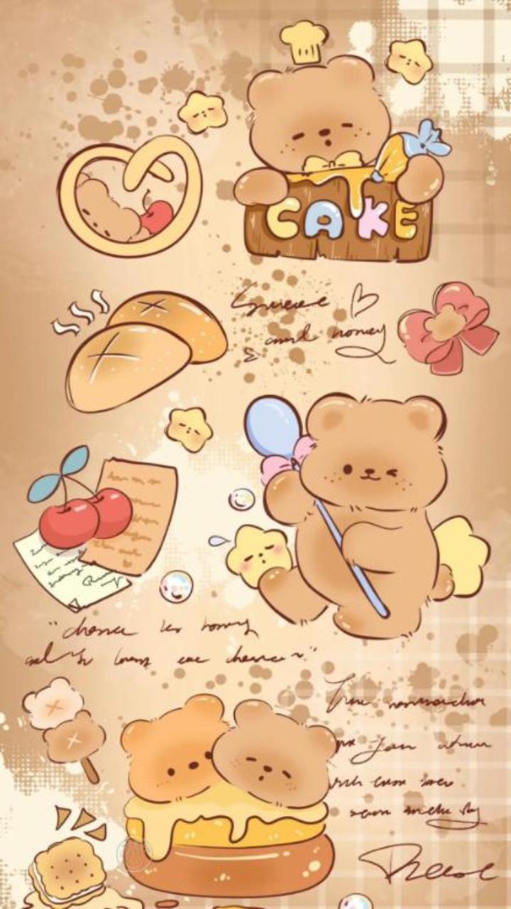 Ảnh nền gấu cute chibi dễ thương cho điện thoại