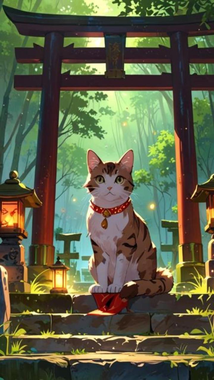 Hình nền mèo cute chibi cho điện thoại cực đẹp