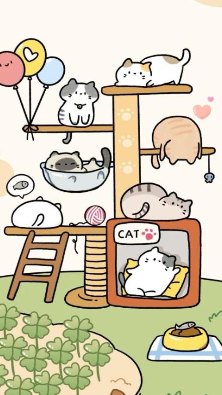 Hình nền mèo pusheen cho điện thoại đáng yêu 