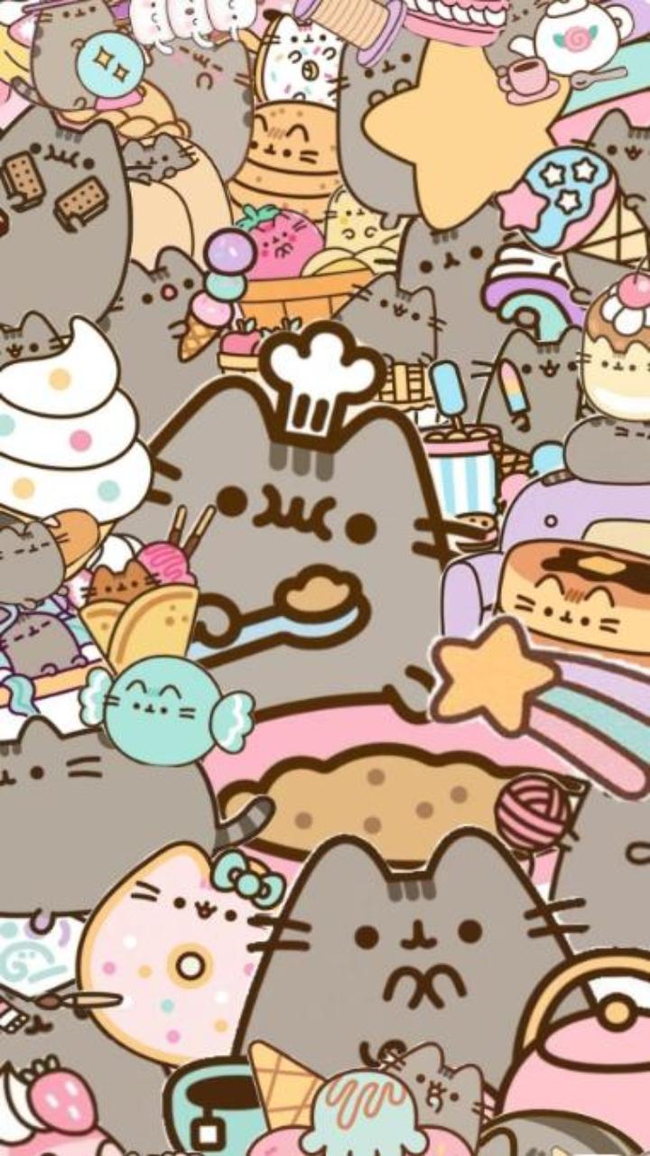 Hình nền mèo pusheen cho điện thoại đáng yêu 