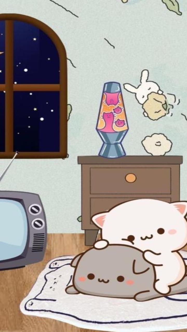 Hình nền mèo pusheen cho điện thoại đáng yêu 