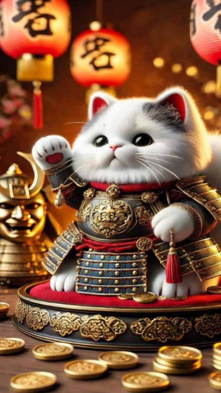 Hình nền mèo thần tài cho điện thoại 