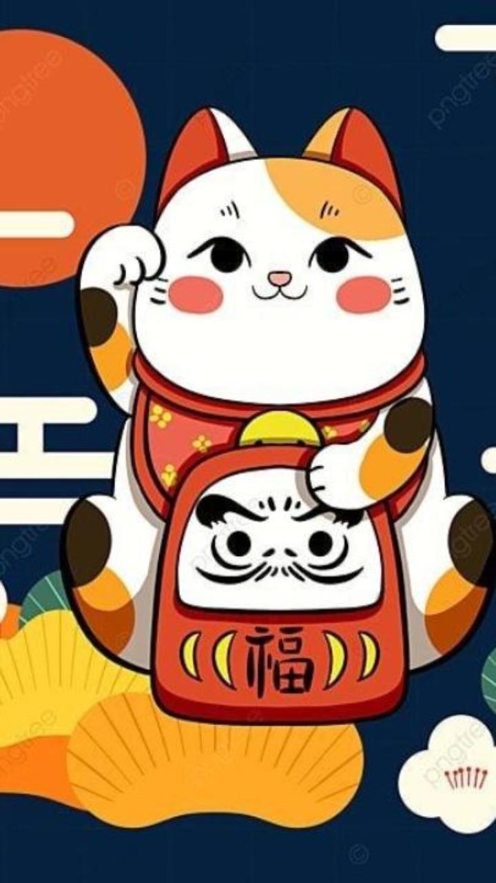 Hình nền mèo thần tài cho điện thoại 