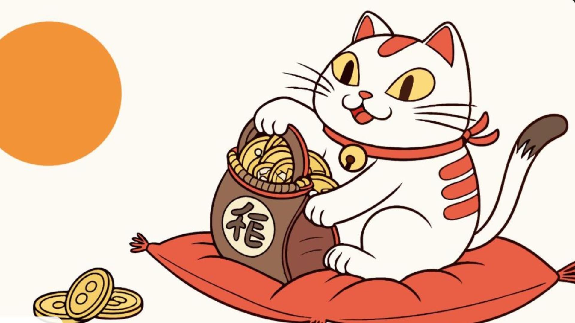 Mèo thần tài hình nền máy tính may mắn 