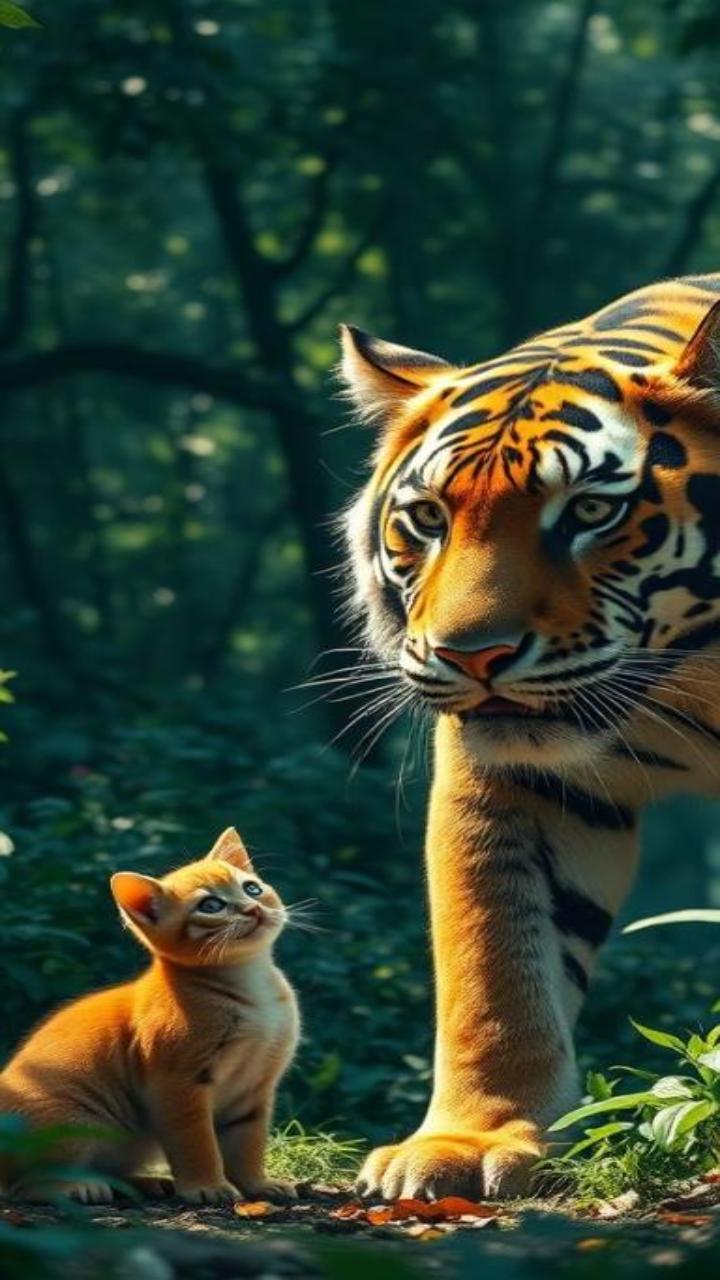 Hình nền điện thoại ảnh mèo và hổ, mèo hóa hổ 