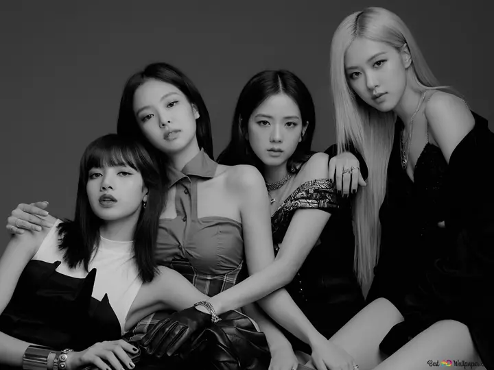 Hình nền nhóm BlackPink trên nền trắng, đen